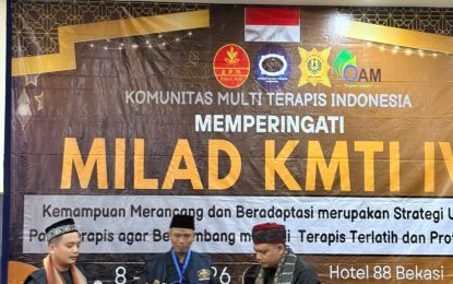 Komunitas Multi Terapis Indonesia (KMTI) merayakan Milad ke-4 pada Sabtu 8 Agustus 2026 di Hotel 88 Bekasi dengan mengusung tema,”Semangat Kebersamaan, Tasyakuran, Dan Pengabdian Melalui Bakti Sosial Terapi Bagi Masyarakat Luas